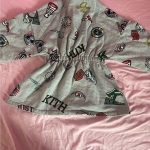 Kith Kids Casual Dress - Gray with Multicolor Graphics